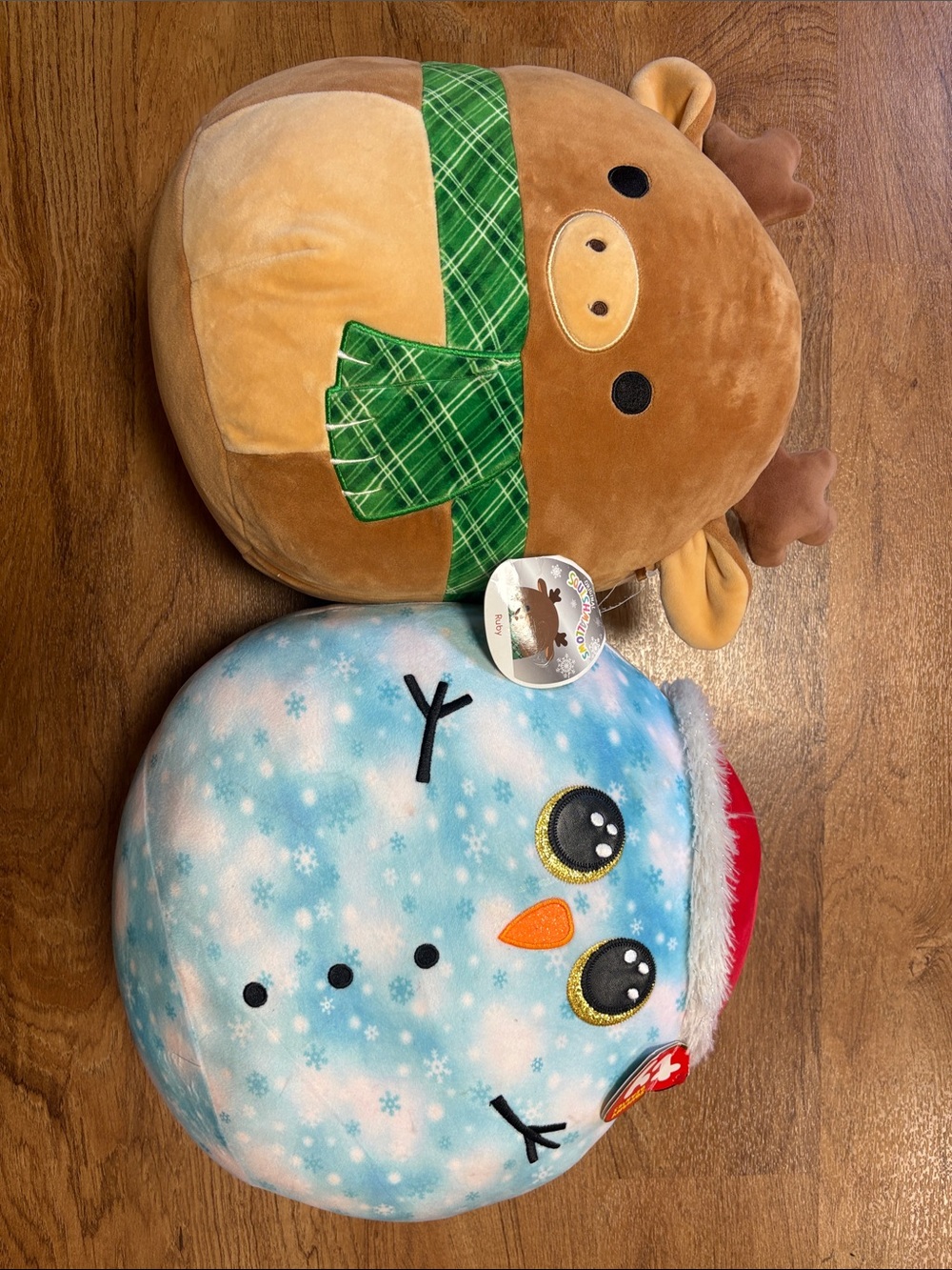 Squishmallows Brown Reindeer & Blue Snowman